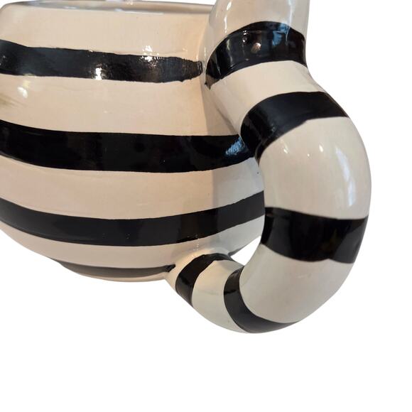 Pier 1 Imports Ceramic Cat Holding Mouse Teapot Black & White Whimsical Decor - Picture 6 of 10